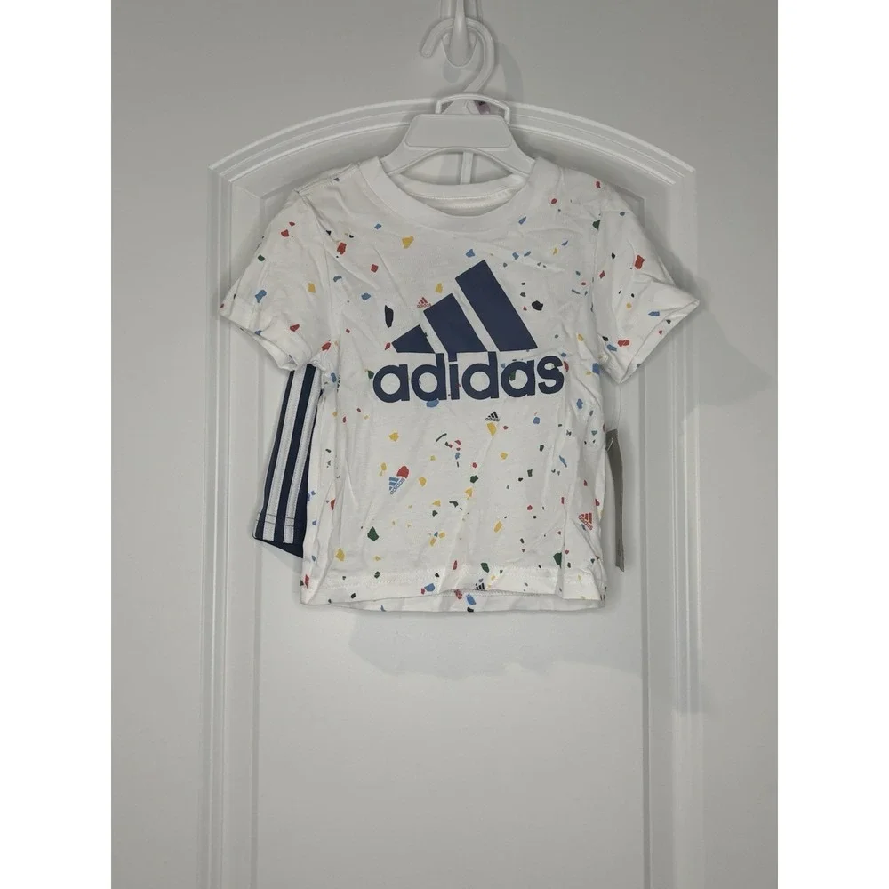 Adidas Baby Boys 2 Piece‎ Outfit 12 Months NWT Tee Shorts Set Blue White